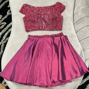 Sherri Hill Fuchsia Beaded Ensemble